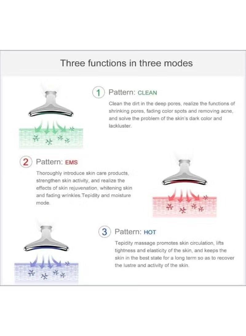 Face and neck lifting device, ultrasonic facial massager, wrinkle remover, skin rejuvenation, anti-aging, rechargeable, 3 modes, white - Image 5