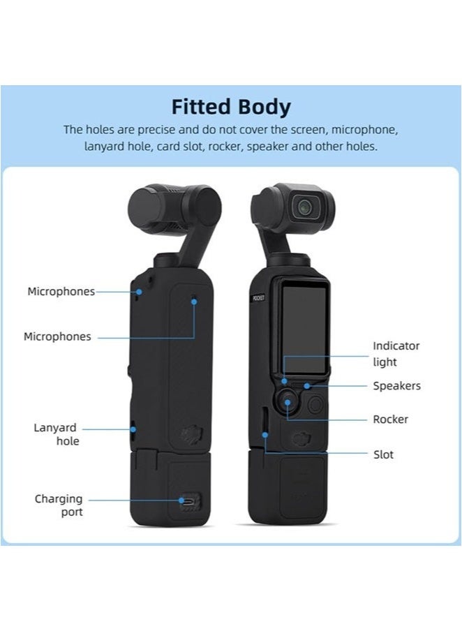 SahlTech Accessory Kit for DJI OSMO Pocket 3: Silicone Protective Case, Tempered Glass Screen Protector & Lens Cover (Black) - Image 3