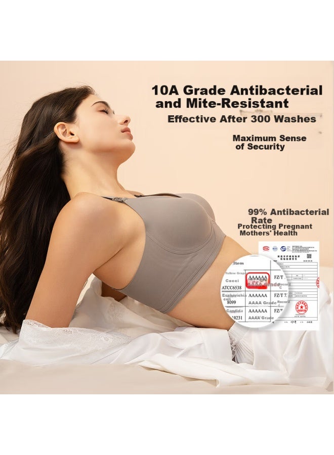 Fenye Nursing Bra Anti-sagging Push-up Seamless Postpartum Breastfeeding Sleepwear Thin Breathable Rock Gray L - Image 3