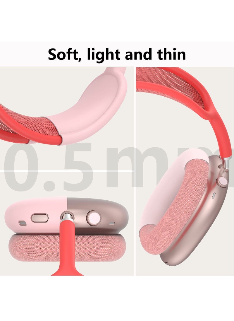 Generic - Silicone Cases Suitable for Apple AirPods Max 3-in-1 Headphones Anti-Scratch Ear Cups Cover Headband Cover and Ear Pad Protector Case Skin Accessories (Pink) - Image 1
