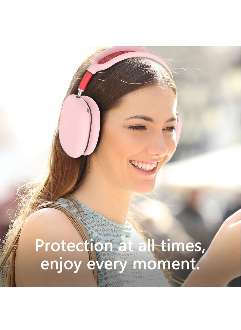 Generic - Silicone Cases Suitable for Apple AirPods Max 3-in-1 Headphones Anti-Scratch Ear Cups Cover Headband Cover and Ear Pad Protector Case Skin Accessories (Pink) - Image 1