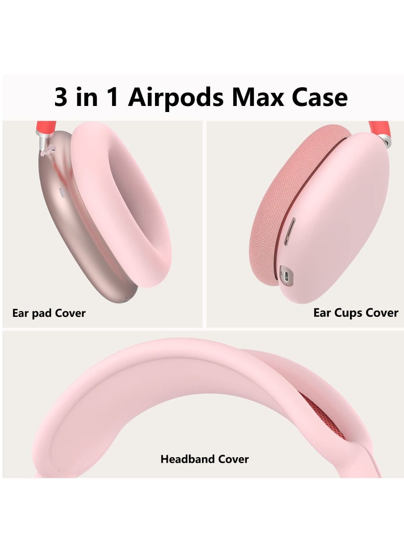 Generic - Silicone Cases Suitable for Apple AirPods Max 3-in-1 Headphones Anti-Scratch Ear Cups Cover Headband Cover and Ear Pad Protector Case Skin Accessories (Pink) - Image 1