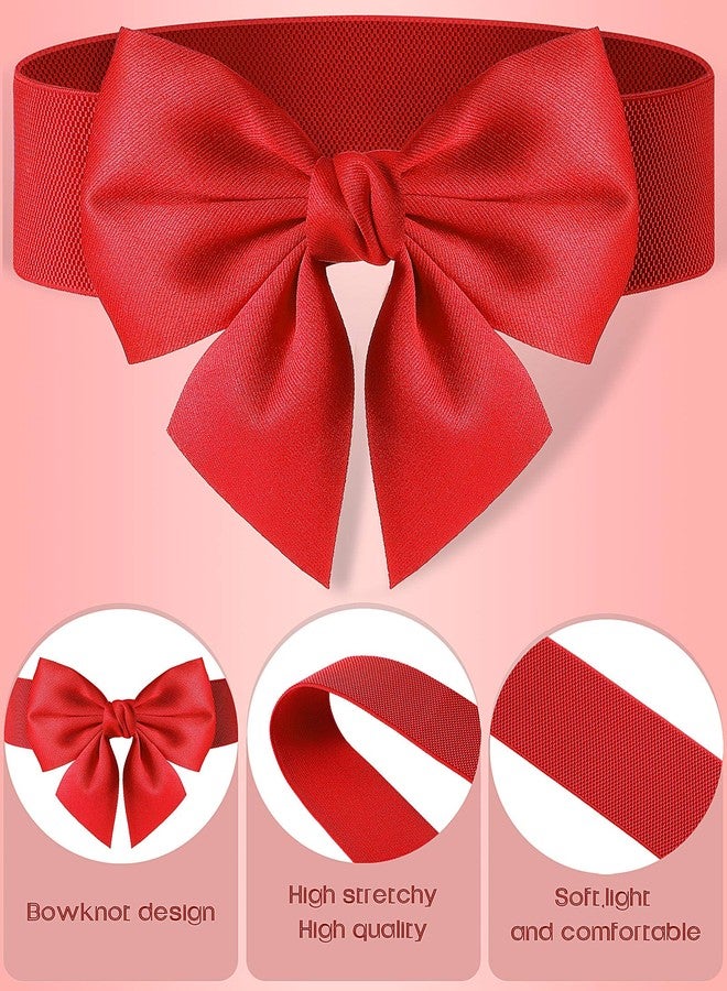 Skicuff حزام Skicuff قطعتين نسائي عتيق مزين بفيونكة مع مطاط للفساتين، حزام مطاطي قابل للتمدد، إكسسوارات فساتين للحفلات (أسود، أحمر) - Image 5