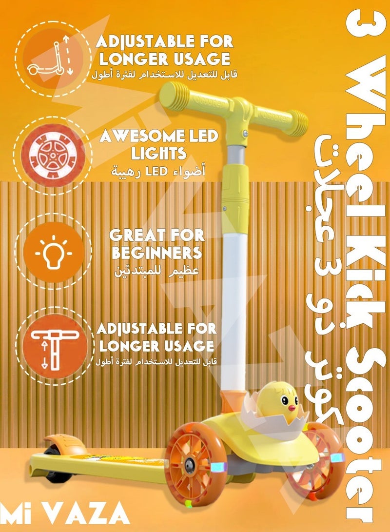 مي فازا سكوتر للأطفال بثلاث عجلات مع عجلات مضيئة LED للأطفال الصغار من البنات والأولاد، 3 ارتفاعات قابلة للتعديل، تميل إلى التوجيه، سطح عريض جدًا، عجلات مضيئة للأطفال من عمر 3 إلى 14 عامًا - Image 1