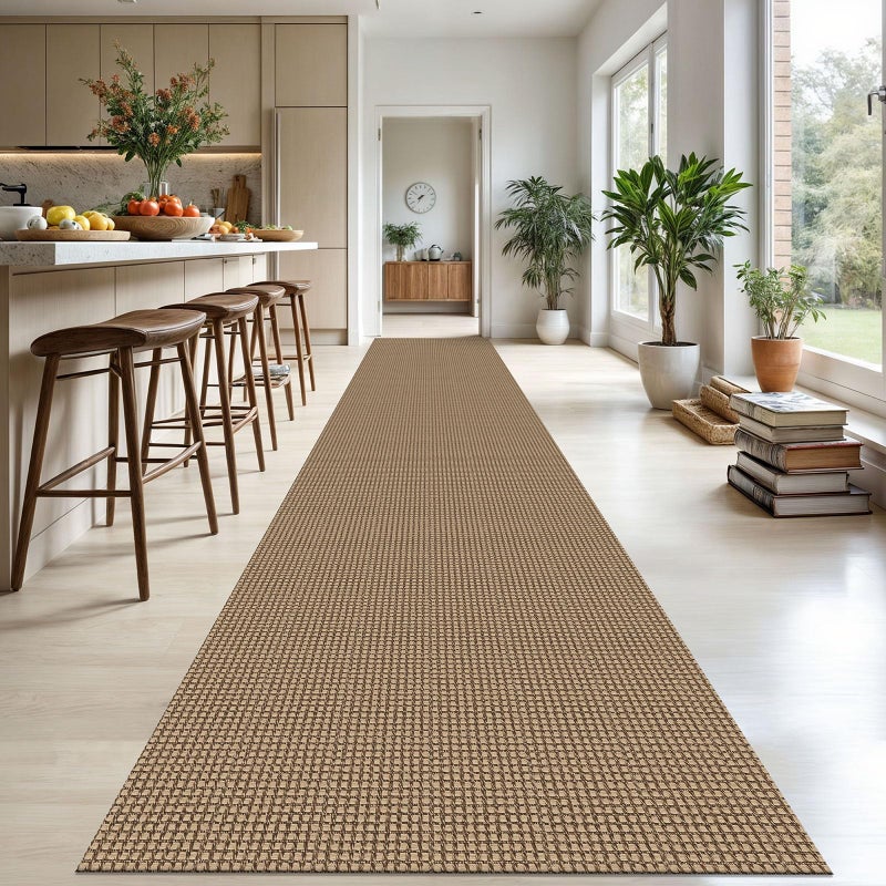 KOZYFLY Extra Long Runners for Hallways 3x20 ft Washable Kitchen Runner Non Slip Rubber Backed Hallway Rug Cotton Entryway Runner Rug Floor Carpet for Indoor Hall, Kitchen, Stair, Tan/Orange/Brown - Image 2