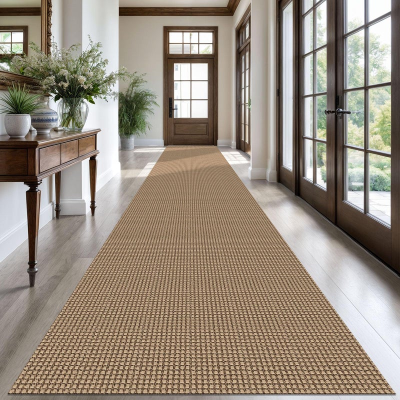 KOZYFLY Extra Long Runners for Hallways 3x20 ft Washable Kitchen Runner Non Slip Rubber Backed Hallway Rug Cotton Entryway Runner Rug Floor Carpet for Indoor Hall, Kitchen, Stair, Tan/Orange/Brown - Image 1