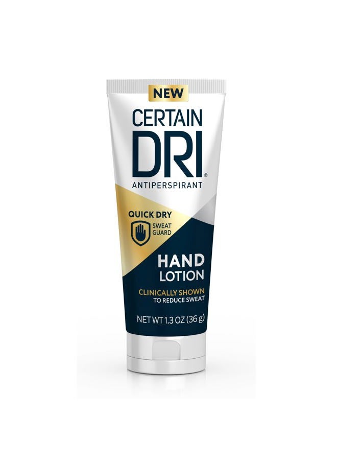 Certain Dri Antiperspirant Hand Lotion - 24-Hour Sweat Protection for Excessive Sweating & Palmar Hyperhidrosis - Fast-Drying, Non-Greasy, Fragrance-Free Formula - Dermatologist-Tested - 1.3 oz - Image 1