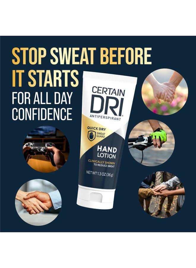 Certain Dri Antiperspirant Hand Lotion - 24-Hour Sweat Protection for Excessive Sweating & Palmar Hyperhidrosis - Fast-Drying, Non-Greasy, Fragrance-Free Formula - Dermatologist-Tested - 1.3 oz - Image 2