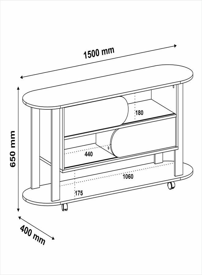 Pilati 55" TV Table . Cedar/White Color 150x65x40  - Image 3