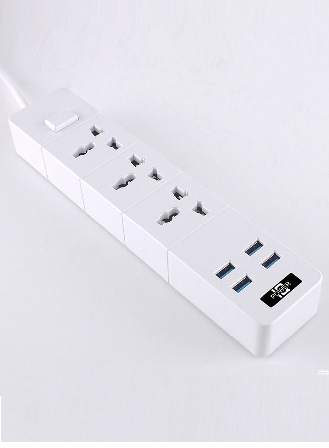 NIBEMINENT 3 Sets Of Hole Power Cord Safety Socket With 4 USB 1.8 Meter Cable With Protection Function  - Image 1
