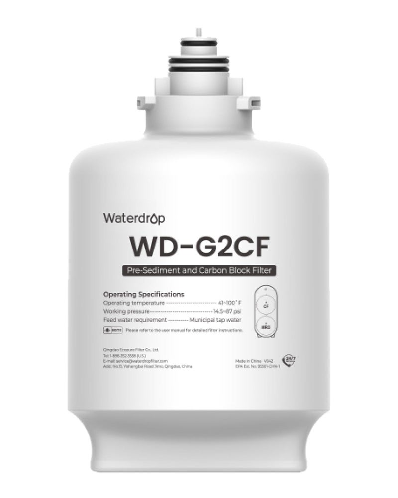 Waterdrop G2CF Filter, Replacement for G2 & G2P600 & G2MNR Reverse Osmosis System, 12-month Lifetime - Image 1