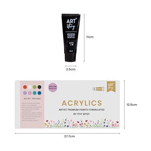 itsy-bitsy Itsy Bitsy Art Story Artists Acrylic Paint Set - Pastel 8 colours X 30ml each| for Paper, Canvas, MDF, Wall, Glass, Plastic, Metal, Terracotta|Premium Multi Surface paint for DIY Art & Craft| For Beginners Students Adults - Image 2