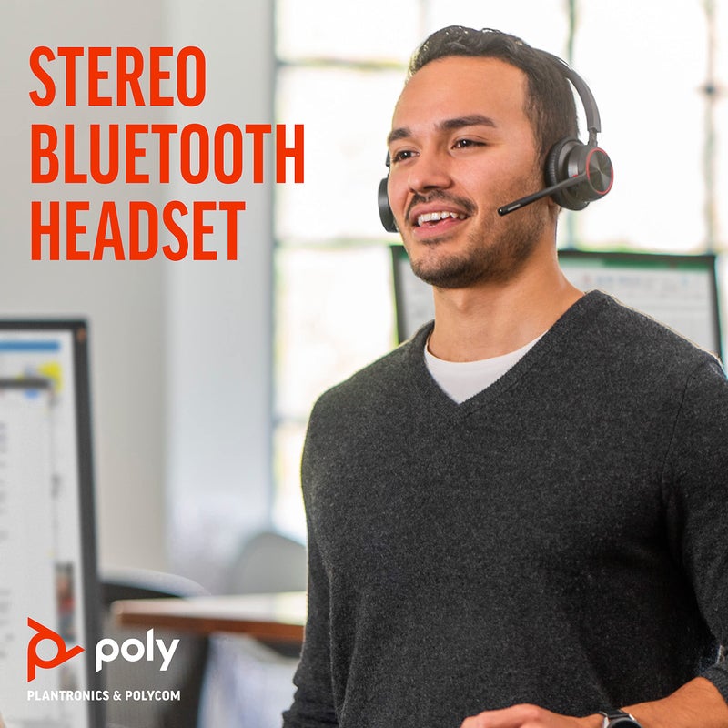 Poly - Voyager 4320 UC Wireless Headset + Charge Stand (Plantronics) - Headphones with Boom Mic - Connect to PC/Mac via USB-C Bluetooth Adapter, Cell Phone via Bluetooth - Works with Teams, Zoom &More - Image 2