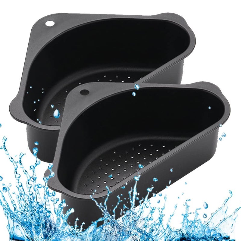 ROY ENTERPRISE Plastic Multipurpose Kitchen Sink Corner Dish Organizer Tray Strainer Basket Drainer Dustbin Storage Removable Holder Stand Rack Waste Dispenser With Suction Cup Pack Of 2 - Image 1