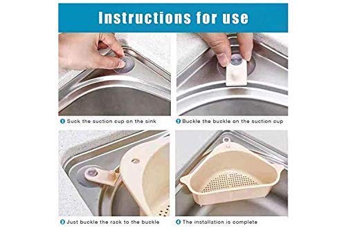 ROY ENTERPRISE Plastic Multipurpose Kitchen Sink Corner Dish Organizer Tray Strainer Basket Drainer Dustbin Storage Removable Holder Stand Rack Waste Dispenser With Suction Cup Pack Of 2 - Image 2