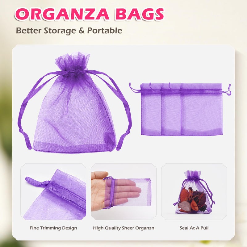 Anznku 50 Pack Organza Gift Bags  3X4 Inch Mesh Bags Drawstring  Sachet Bags Favor Bags Candy Bags For Halloween Wedding Party Baby Shower(Purple) - Image 3