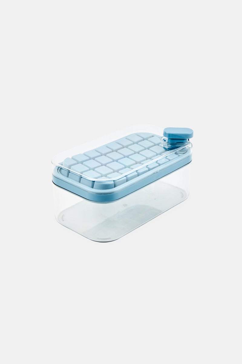 Just Cook Ice Cube Tray With Lid Storage Bin And Scooper, Slate Blue - Image 1