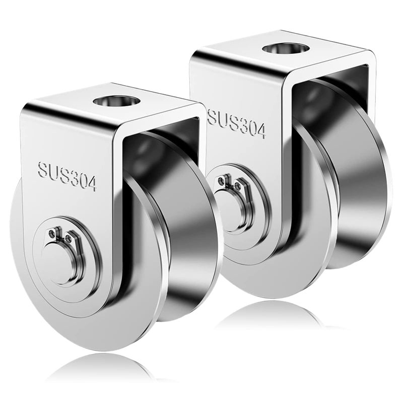 XHMAXE 2Pack 2 Stainless Steel VGroove Pulley Wheel Heavy Duty Caster Wheel Track Sliding Gate Roller 880lbs Load Bearing for Swing Sliding Gate - Image 2