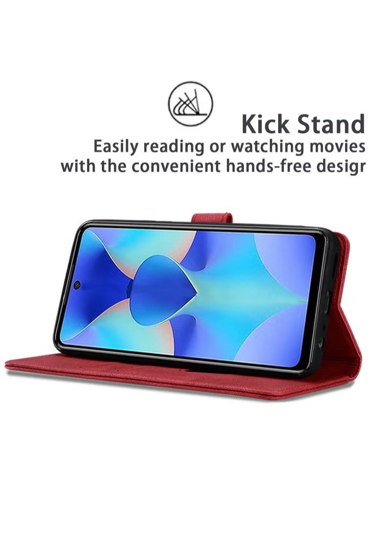 X-level Tecno Spark 10 Pro Case Cover Soft Quality Leather Flip Folio Wallet with Card Slots Holder Stand Back Cover Drop-Proof Shock-Proof Protective Cell Phone Back Accessories Protection  - Image 2