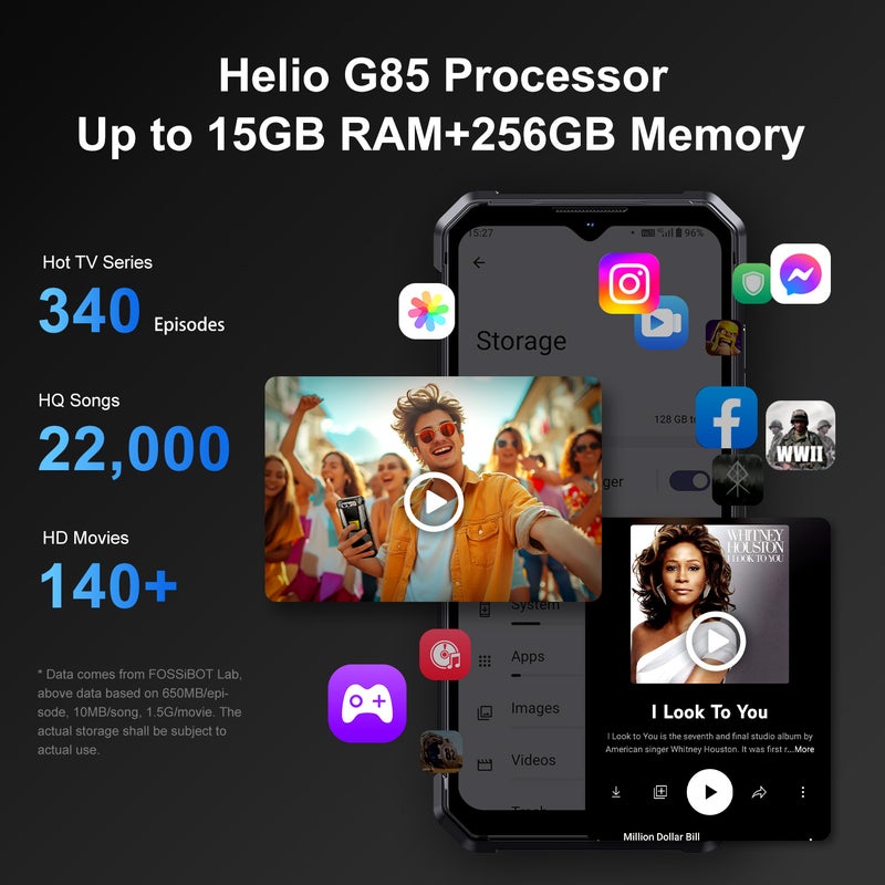 فوسيبوت هاتف ذكي fossibot F106 PRO - أسود - Image 4
