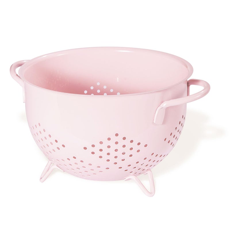 BeFare Metal Colander 5 Quart Powder Coated Self-draining Metal Strainer with Base,Kitchen Pasta Fruit Vegetable Basket with Double Handles (Pink) - Image 1