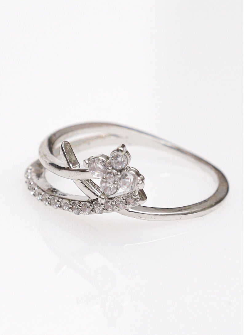 LMA Crystal Flower Silver Ring - Image 3