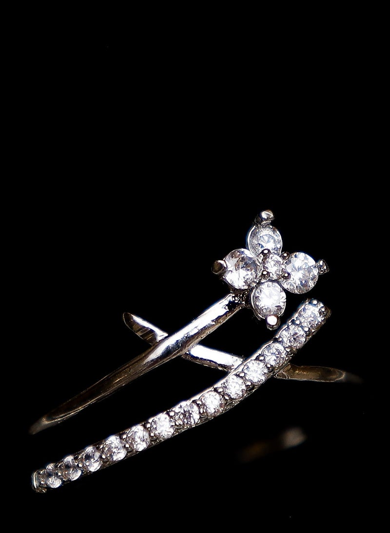 LMA Crystal Flower Silver Ring - Image 2