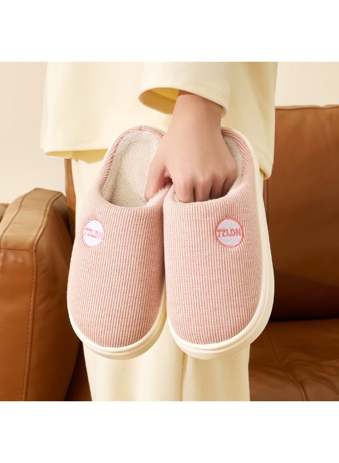Tzldn Women's Cotton Slippers Autumn Winter Plush Thickened Warm Couple Indoor Half-wrap Cotton Shoes For Women - Image 2