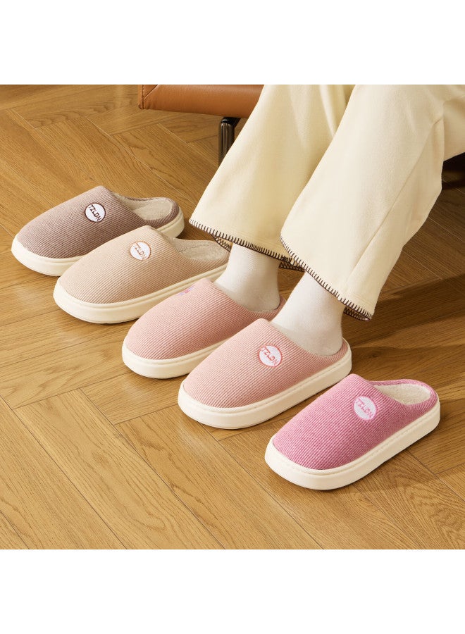 Tzldn Women's Cotton Slippers Autumn Winter Plush Thickened Warm Couple Indoor Half-wrap Cotton Shoes For Women - Image 1