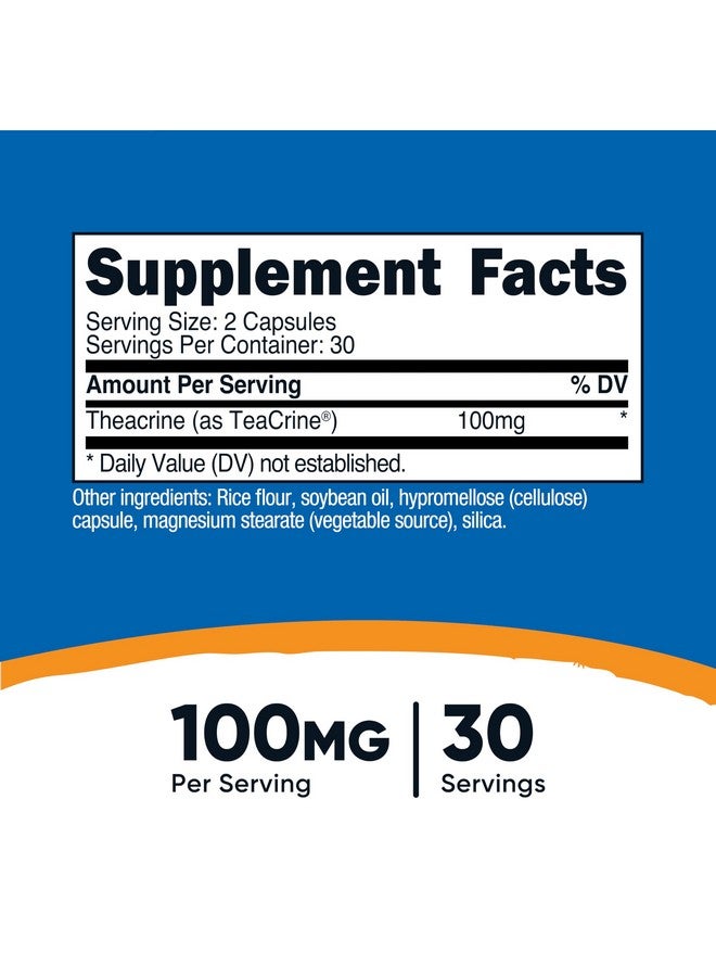 Nutricost Theacrine as Teacrine 100 MG per Serving, 60 Capsules - 30 Servings, Vegan, GMO-Free - Image 2