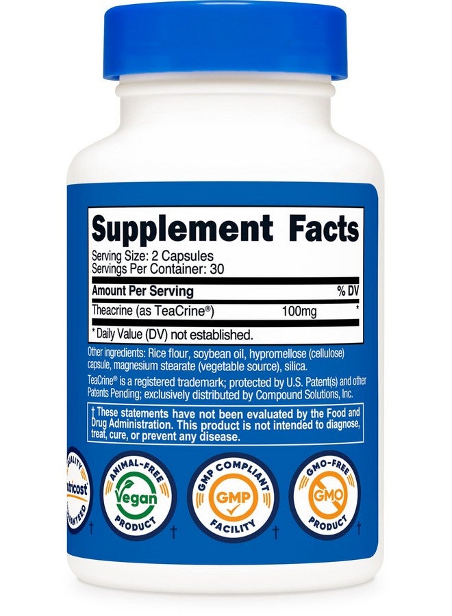 Nutricost Theacrine as Teacrine 100 MG per Serving, 60 Capsules - 30 Servings, Vegan, GMO-Free - Image 5