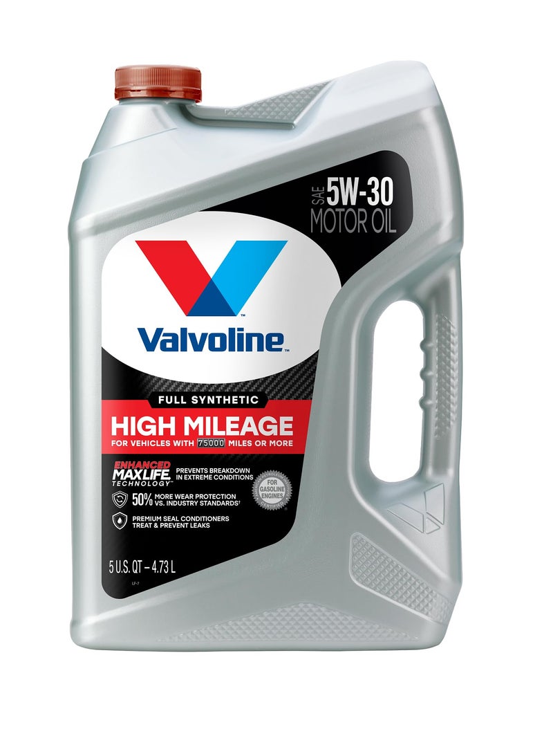 Valvoline Full Synthetic High Mileage with MaxLife Technology 5W-30 Motor Oil 5 Quart - Image 1