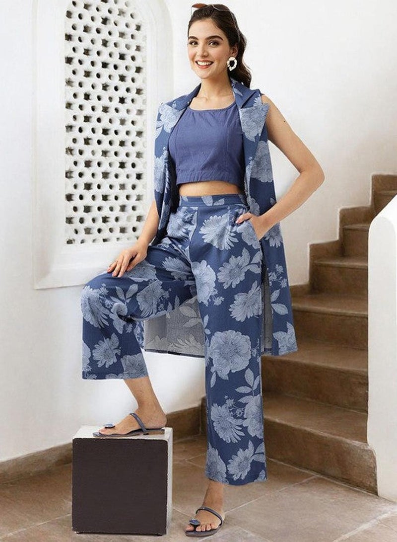 ISHIN Women Navy Cotton Co-Ords - Image 3