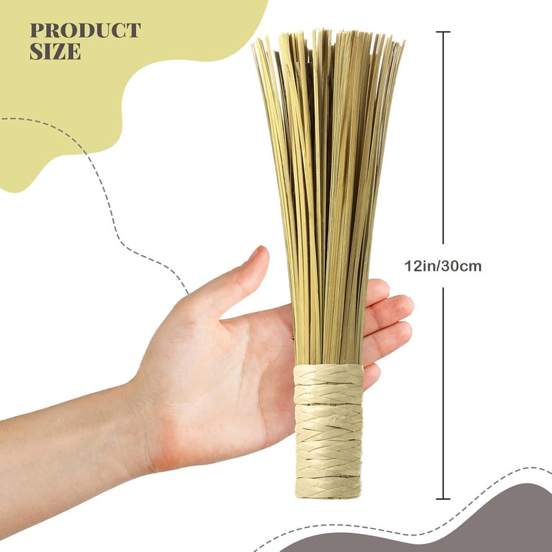 Canlierr 12 Inches Wok Brush Cleaning Whisk Bamboo Scrub Brush Kitchen Cleaning Bamboo Pot Scraper Scrubber Dish Pan for Cooking Skillet Grill Utensils Scrubbing 2 Pack - Image 2