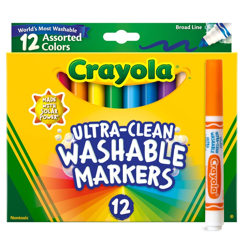 Crayola Broad Line Markers (12ct), Washable Markers for Kids, Classroom Supplies for Teachers, Kids Back to School Supplies, 3+ - Image 1