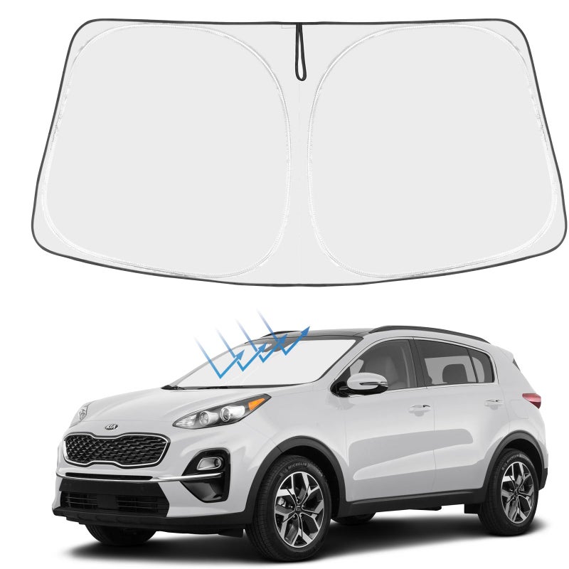Proadsy 2025 Upgrade Windshield Sun Shade Custom Fit Kia Sportage 20172022 4Layer Foldable Front Sunshade Protector Sun Visor Blocks UV Rays Keep Car Cooler