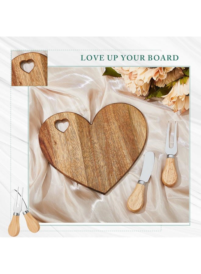 Patelai 50 Set Bridal Shower Party Favor Wooden Heart Shaped Cheese Board Cheese Knives Set Thank You Tag with White Box Gift for Guest Prize Wedding Party Baby Shower Valentines Day (Acacia Color) - Image 4