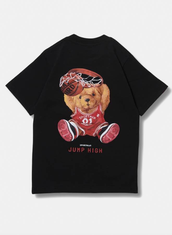 تيشيرت أطفال للجنسين أسود بتصميم "منطقة القفز"