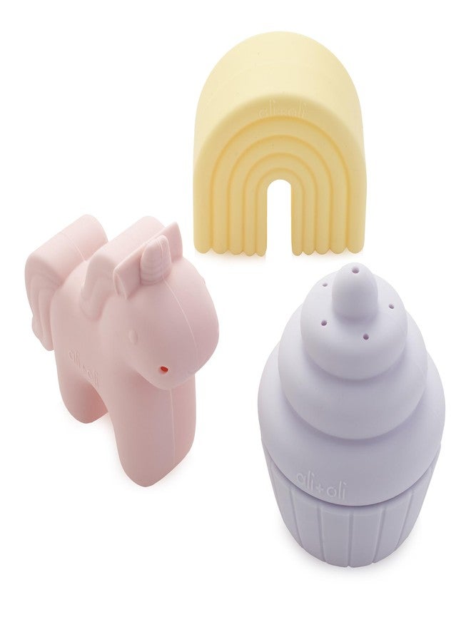 Ali+Oli Squirt Silicone Bath Toys (3pc) Unicorn Set | BPA-Free Food-Grade Silicone, Easy to Clean, Dishwasher Safe for Toddlers, Phthalate-Free - Image 1