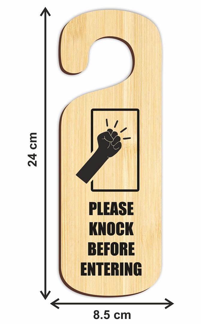 CVANU Please Knock Before Entering Wooden Door Sign Hanger Size24cm x 85cm_cv47 - Image 5