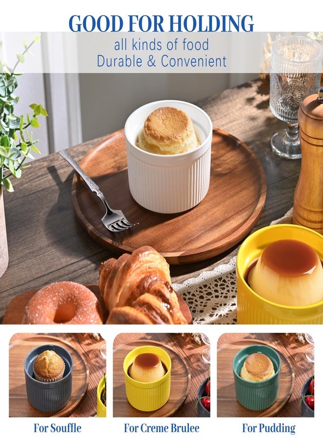 Hoilse 14 oz Ceramic Ramekins with Lids, Creme Brulee Ramekin Oven Safe with Covers, Small Baking Dishes Porcelain Ramekins Set for Souffle,Sauce Dessert, Set of 4 - Image 3