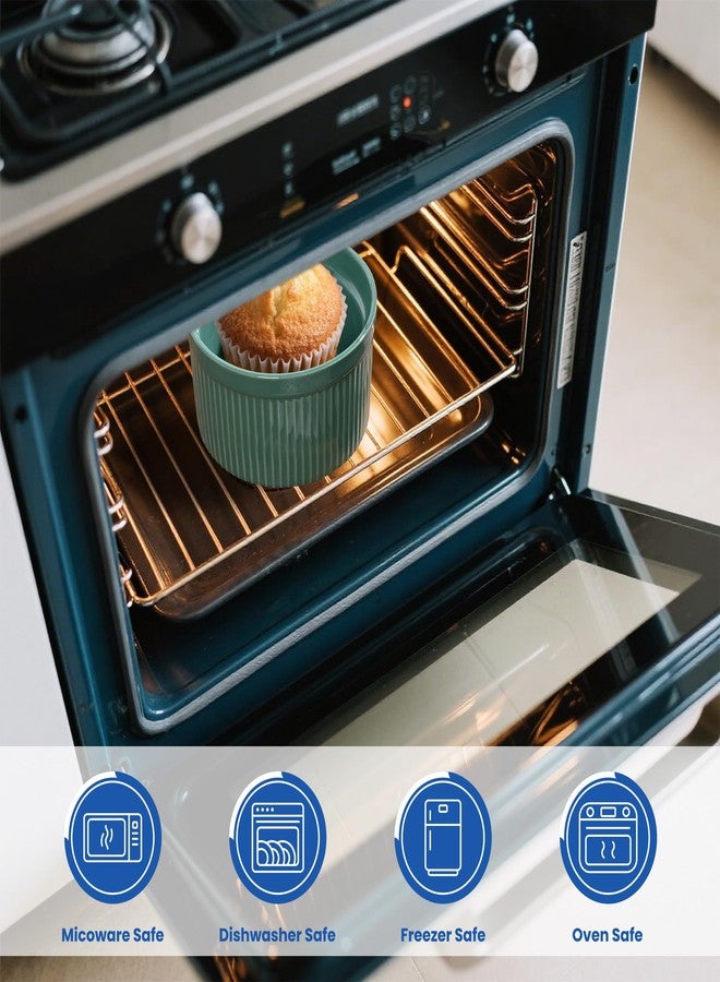 Hoilse 14 oz Ceramic Ramekins with Lids, Creme Brulee Ramekin Oven Safe with Covers, Small Baking Dishes Porcelain Ramekins Set for Souffle,Sauce Dessert, Set of 4 - Image 4