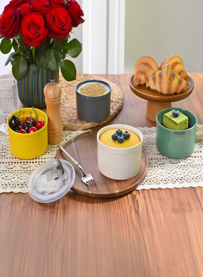 Hoilse 14 oz Ceramic Ramekins with Lids, Creme Brulee Ramekin Oven Safe with Covers, Small Baking Dishes Porcelain Ramekins Set for Souffle,Sauce Dessert, Set of 4 - Image 5