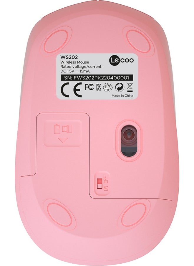 lecoo - WS202 Wireless 1200DPI 4-Button Optical Mouse Pink - Image 1