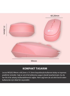 lecoo WS202 Wireless 1200DPI 4-Button Optical Mouse Pink  - Image 4