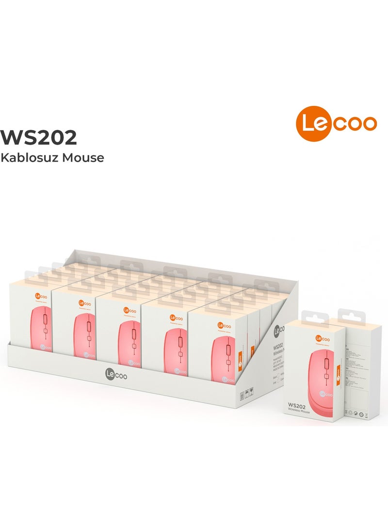 lecoo - WS202 Wireless 1200DPI 4-Button Optical Mouse Pink - Image 1