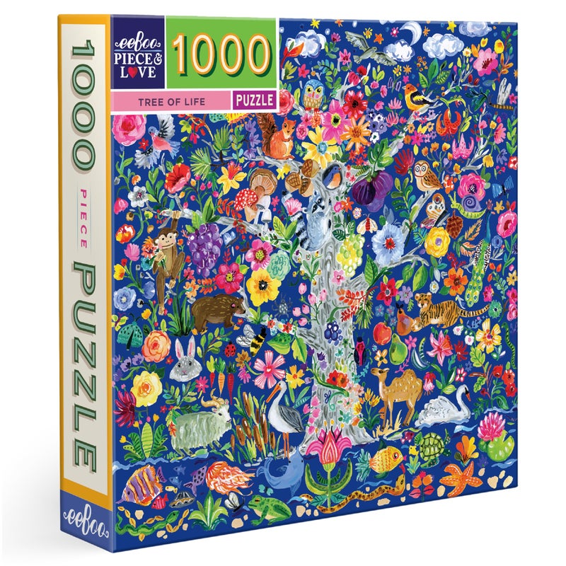 eeBoo 1000 Piece Puzzle - Tree of Life Jigsaw Puzzle for Adults, Square 23" x 23" Made with Recycled Board & Vegetable-Based Ink - Image 1
