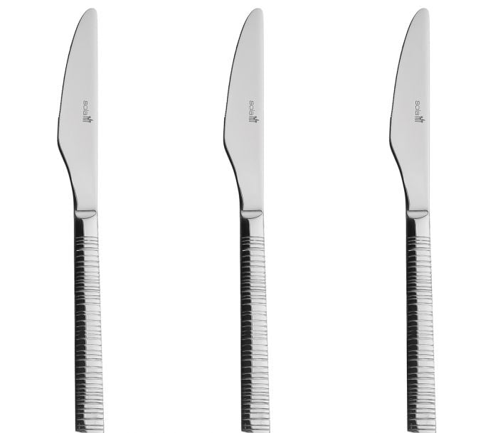 سولا طقم سكاكين حلا 3 قطع، استيل مقاوم للصدأ، تصميم منقوش فاخر، جودة هولندية – فضي