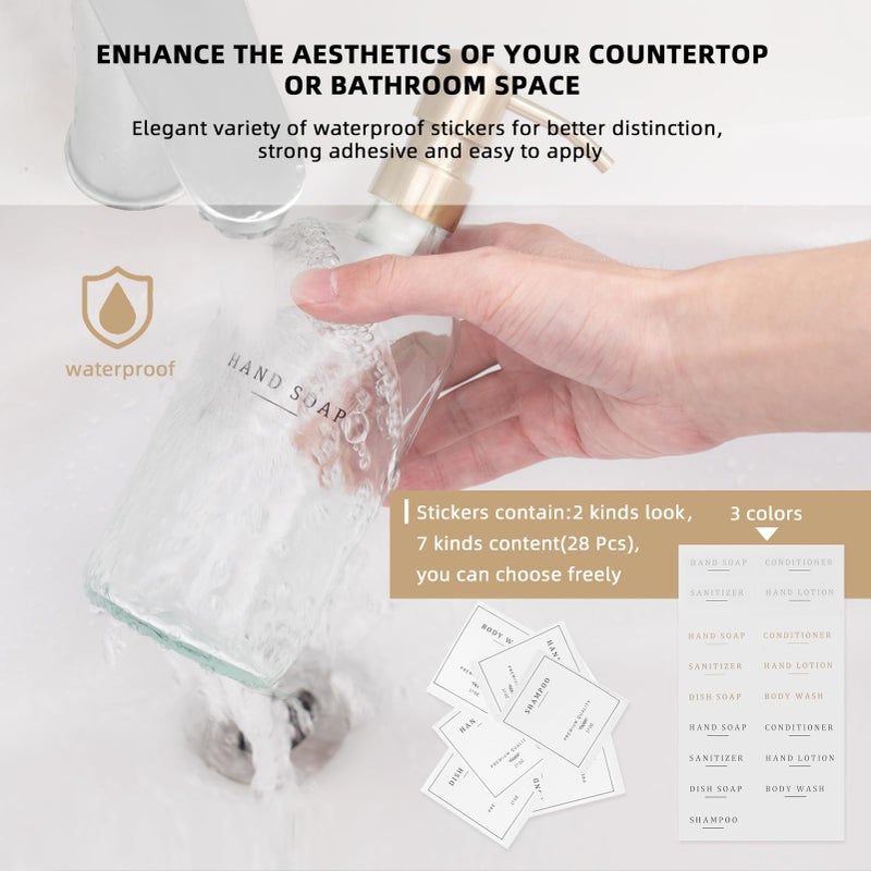eggs sound Glass Soap Dispenser - Dish Soap Dispenser For Kitchen And Hand Soap Dispenser Set  Bathroom Soap Dispenser With 304 Rust Proof Pump  Soap Dispenser For Kitchen With Tray  Clear Bottle/Gold Pump - Image 4