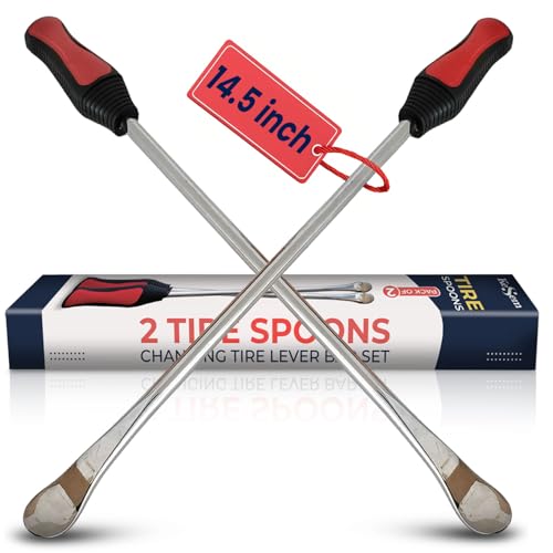 KESEM 2 Pack 145 Tire Spoons Changing Tire Lever Tire Iron Bar Set Tire Repair Tool Kit Tire Changer Remove Tyre Heavy Duty Metal Steel for Motorcycle Bike Scooter Bicycle Mower Dirtbike 145 inch long - Image 1